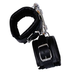 ZADO - bőr csukló bilincs és karabiner (fekete)