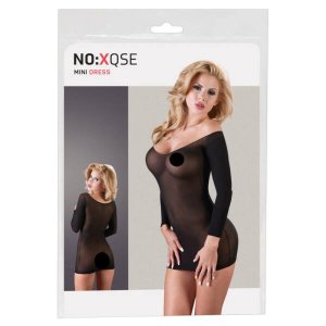 NO:XQSE - hosszúujjú, átlátszó, fekete cicaruha (S-L)