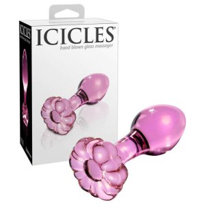 Icicles No. 48 - virágos üveg anál plug (pink)