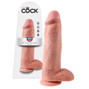 King Cock 12 herés nagy dildó (30 cm, testszínű)