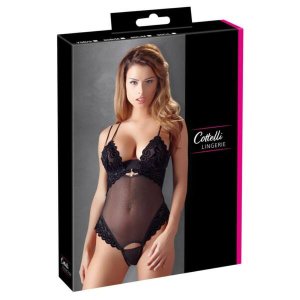 Cottelli - bársonyos, variálható body (fekete)