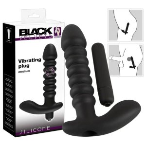 Black Velvets redős vibrátor - közepes (fekete)