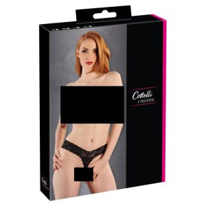 Cottelli - dupla gyöngyös csipke tanga (fekete)