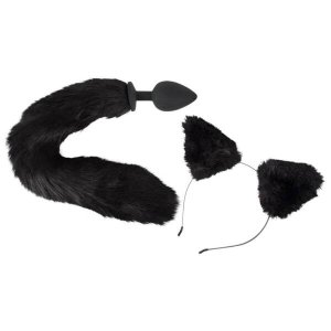 Bad Kitty - cicás anál plug szett (fekete)