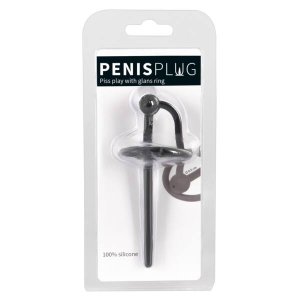 You2Toys Penisplug - szilikon makkgyűrű üreges húgycső dilátorral (fekete)