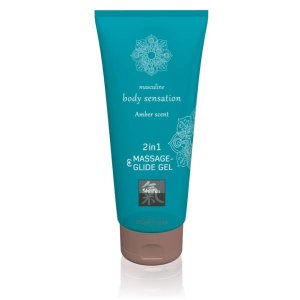 HOT - Shiatsu 2in1 Amber Scent - masszázs síkosító - amber (200 ml)