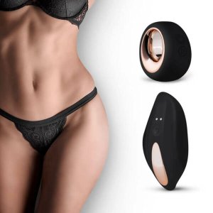 Pantyrebel - fekete akkus, rádiós tanga vibrátor nőknek (S-L)