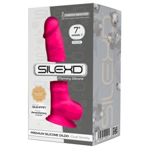 Silexd 7 - tapadókorongos, herés dildó - 17,5 cm (pink)