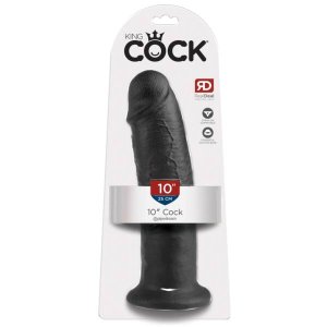 King Cock 10 - tapadókorongos dildó (25 cm, fekete)