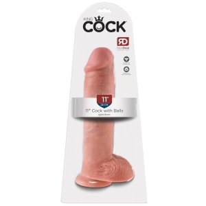 King Cock 11 - tapadókorongos, herés dildó (28 cm, testszínű)