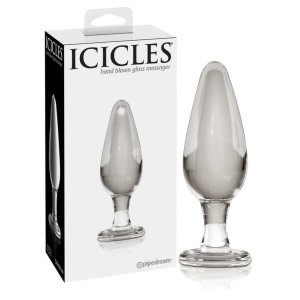 Icicles No. 26 - kúpos, üveg anál plug (átlátszó)