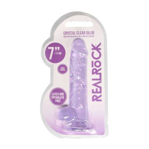 RealRock - átlátszó élethű dildó (lila, 17 cm)