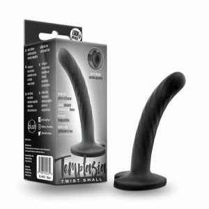 Temptasia Twist Small - tapadókorongos, csavart dildó (fekete)
