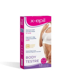 X-Epil - használatra kész szőrtelenítő gélgyantacsíkok (12 db) - testre