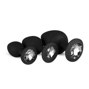 EasyToys Diamond - köves anál plug szett kezdőknek (fekete)