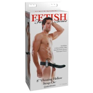 Pipedream Fetish Strap-On 8 - felcsatolható üreges vibrátor (fekete)
