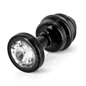 DIOGOL Anni - fekete bordázott butt plug, anál plug (3 cm)