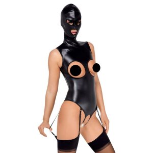 Bad Kitty - alul-felül nyitott body és szopó maszk (fekete)