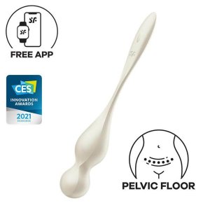 Satisfyer Love Birds 1 - App-vezérelt vibrációs gésagolyó (fehér)