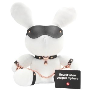 Bondage Rabbit - BDSM nyuszi plüss, vicces ajándék (fehér)
