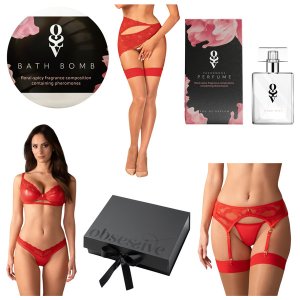 Obsessive Aloisa - 6 részes szexi fehérnemű ajándék szett (piros)