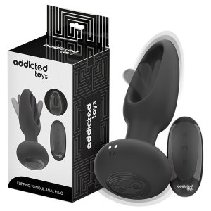 Addicted Toys - mozgó nyelves anál vibrátor férfiaknak (fekete)