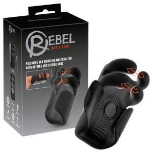 Rebel - lüktető, vibrációs maszturbátor férfiaknak (fekete)