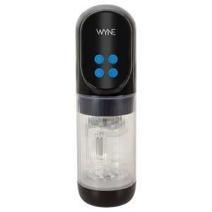 WYNE 12 - szívó, forgó és vibráló akkus maszturbátor (fekete)